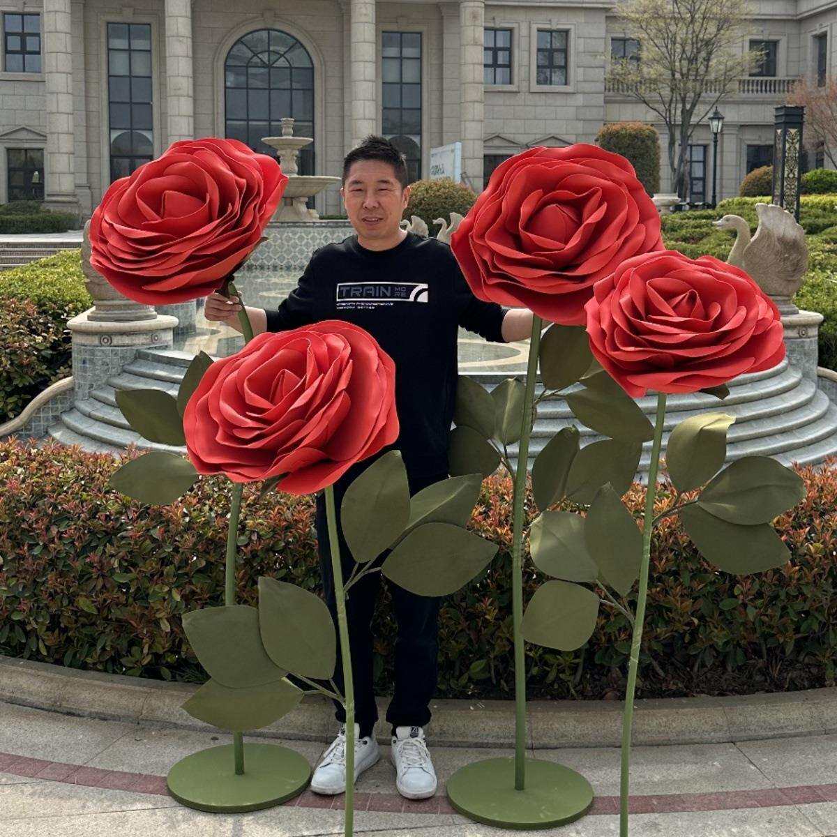 婚庆巨型立体玫瑰纸花艺婚礼大玫瑰道具美陈摆件网红橱窗布置装饰