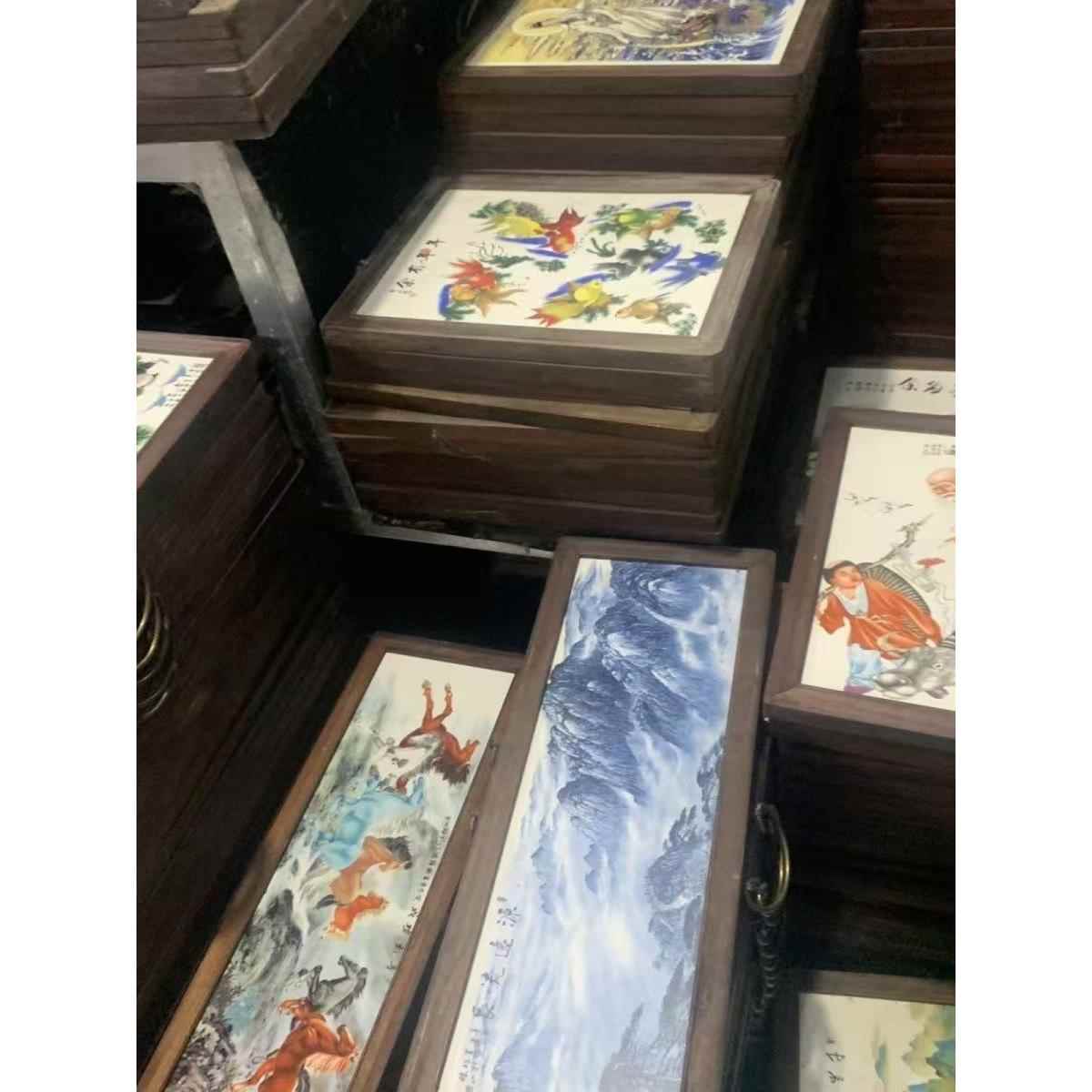景德镇陶瓷挂画壁画酒店走廊装饰画中式玄关瓷板画客厅摆件复古风图片