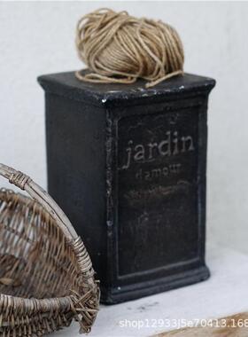 氧化镁做旧复古黑罗马柱摆件园艺杂货花园庭院装饰工艺品