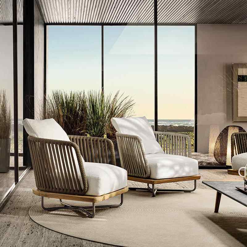 台户外编藤沙发YG901合别墅庭院设计师防水家具组室外园露花柚木