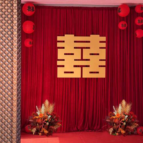 205村结布婚庭院子婚礼置自建房大FYE门农口婚房2布幔布置装饰套