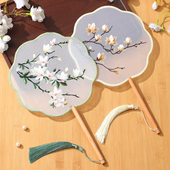 苏绣刺绣团扇双面绣古风团扇舞蹈专用古装 儿童扇汉服旗袍刺绣扇子