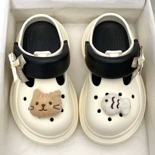 外出两穿沙滩包头拖鞋 女2025年春夏新款 多巴胺厚底增高鞋 爆款