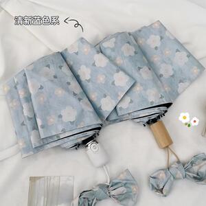 全自动油画花朵雨伞 ins风文艺折叠晴雨伞三折防晒防紫外线太阳伞