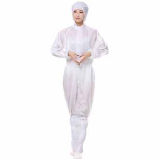 山都澳防静电连体服静电工作服洁净防尘服无尘防护带帽科研喷漆白