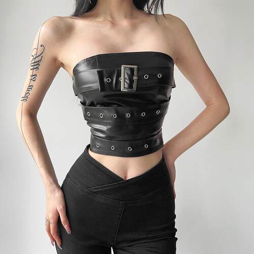 Women's straight neck chest hugging backless vest