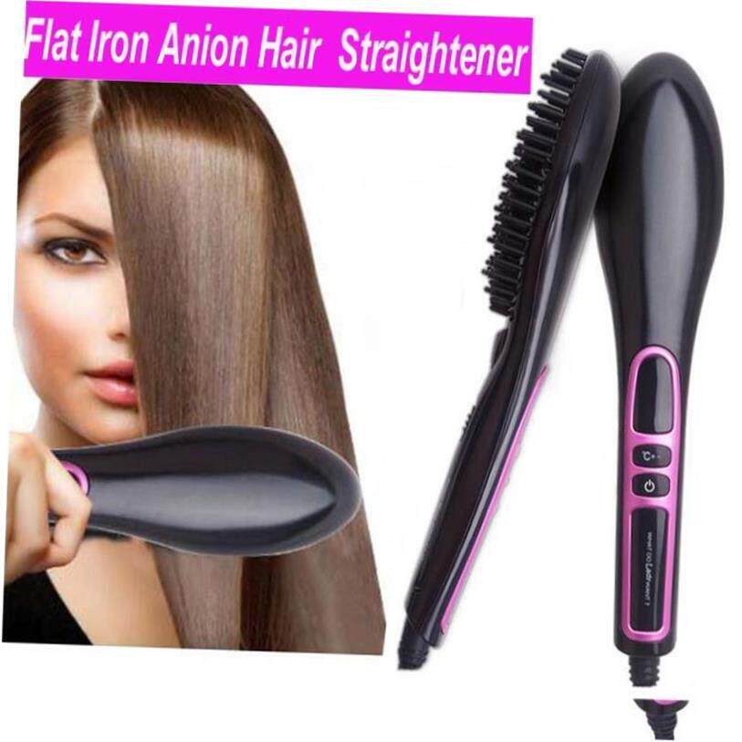 Flat Iron Hair Straightener Brush Salon Comb 中长发直发器梳