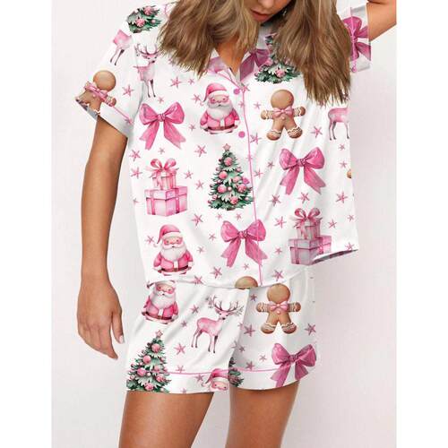 Easter Bunny Teenage Girl Lapel Sleeve Pajama Set Ribbon