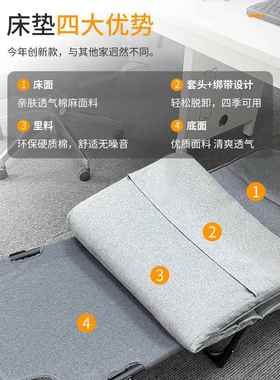 cs折午叠床公不室小办巧睡床午休单人简易躺椅WQBA943-占地迷你床