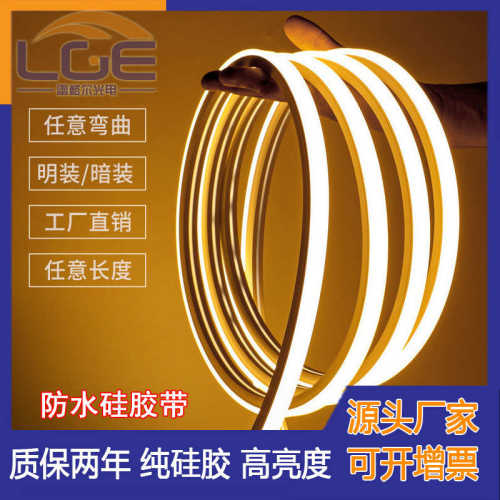LED柔性硅胶灯带12V户外防水灯条共挤明装暗槽灯条2835低压灯条
