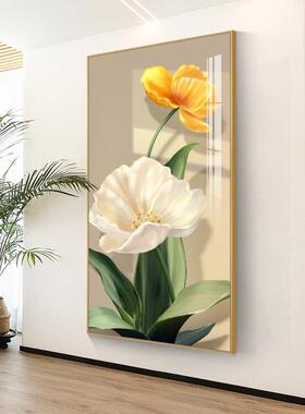 网红北花欧玄装饰画简高档走风廊过道挂画现代关约奶油入户墙画卉