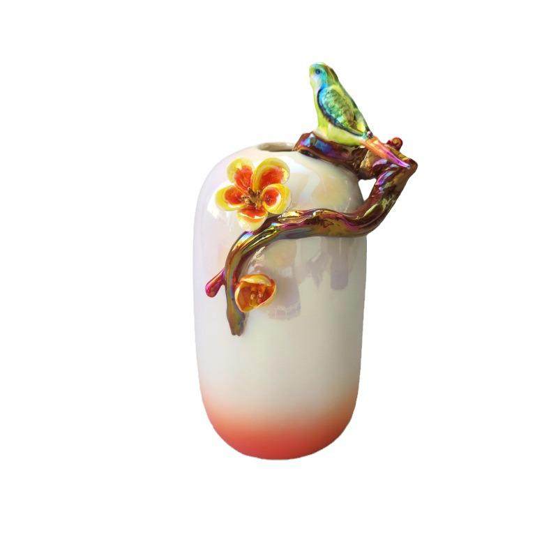 珐琅彩轻奢高档干花花瓶摆件艺术高级现代客厅电视柜玄关装饰佳品,特色手工艺,其他特色工艺品,淘宝优惠券,粉丝福利购,淘宝优惠卷