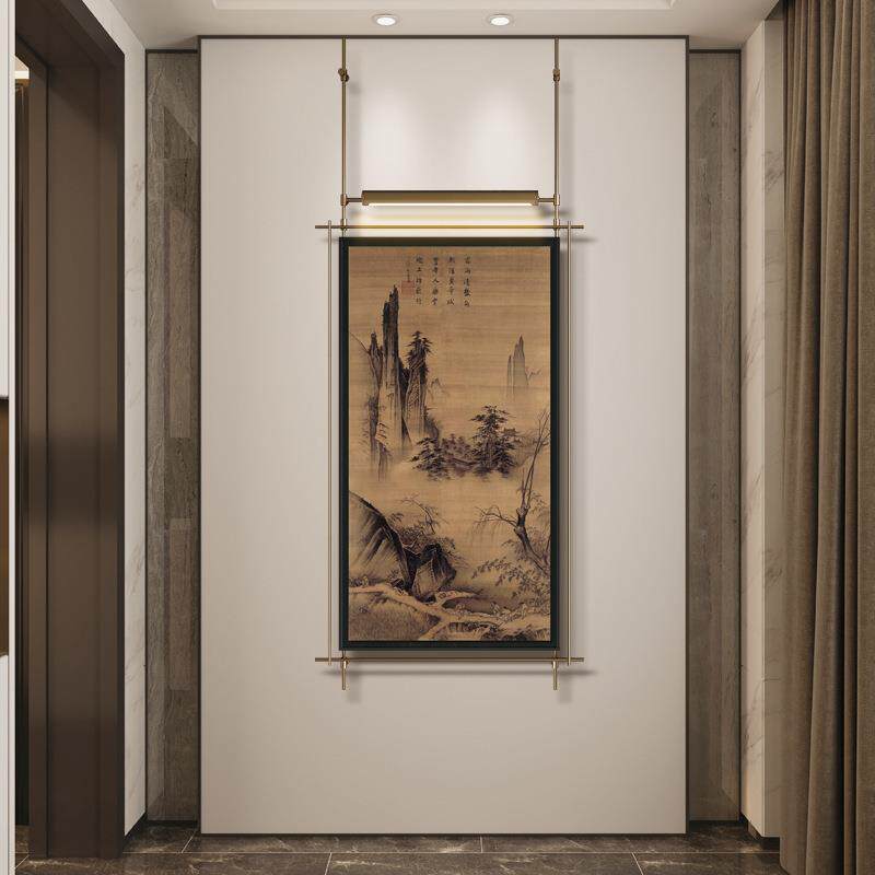 装饰吊杆玄关立体别墅带灯复古铁艺餐厅古风挂挂画中轻奢壁饰高级