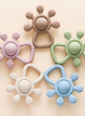 Silicone Teether,Food Grade Baby 0-12 Toys,Teething Rattle S