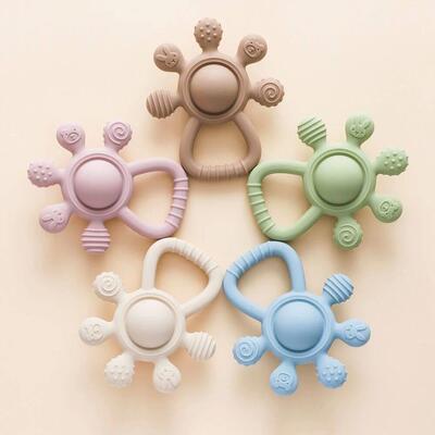 Silicone Teether,Food Grade Baby 0-12 Toys,Teething Rattle S