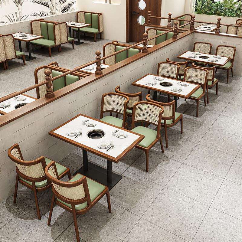西餐厅餐桌卡座沙发火锅店自助烤肉茶楼实木桌椅组合餐厅卡座商用