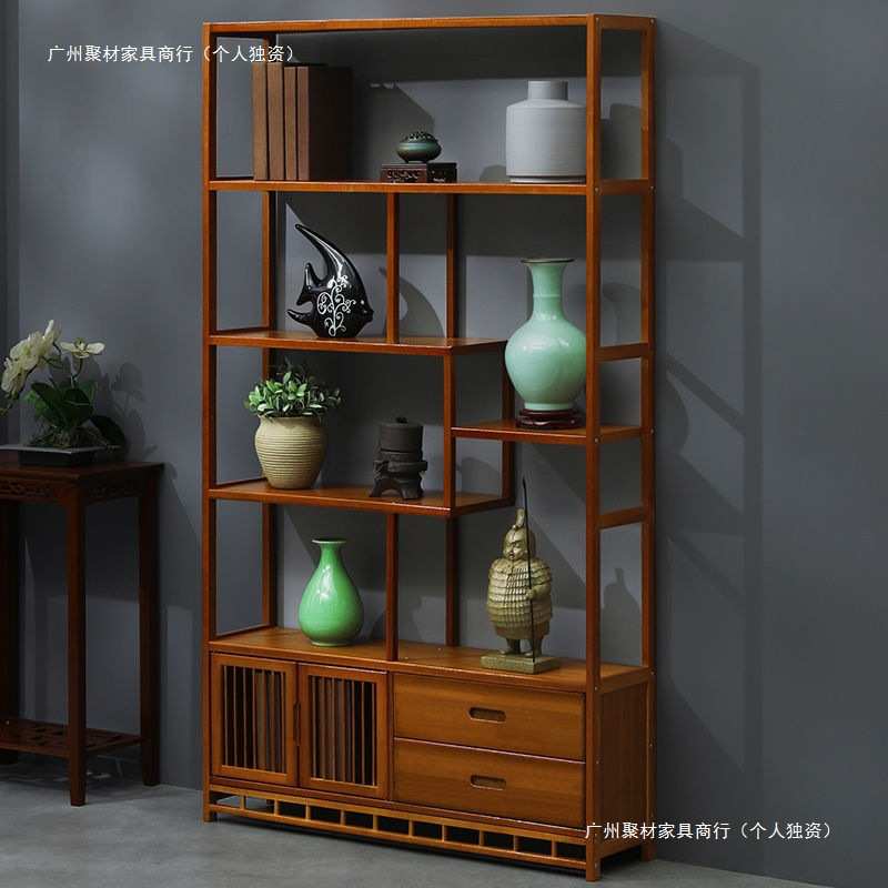 博古架实木中式书架茶家具酒柜花架隔断柜客厅摆件多层落地置物架