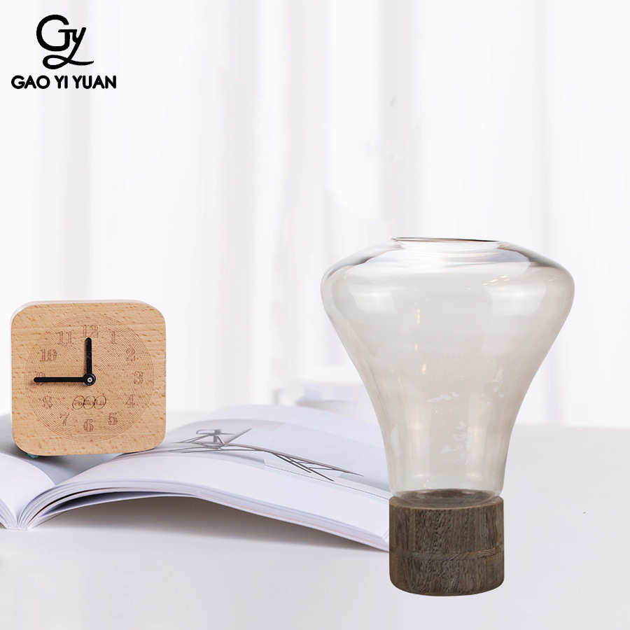 酒柜花瓶复古客厅插花装饰餐桌轻花瓶奢钠钙 玻璃干花玻璃北欧