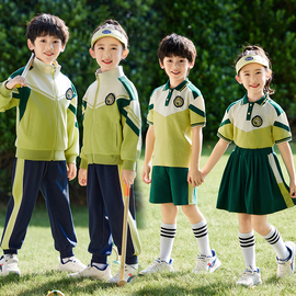 学院风棒球服校服套装小学生，秋冬装男女童班服四件套幼儿园服