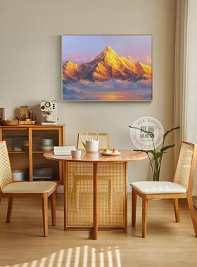 日照金山餐厅装饰画砂岩画背靠金山图山水风景壁画卧室办公室挂画