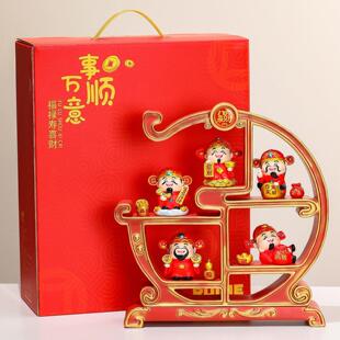 新乔礼中式bgj路财神家居摆件玄关博五古架摆件福气财神迁开业品