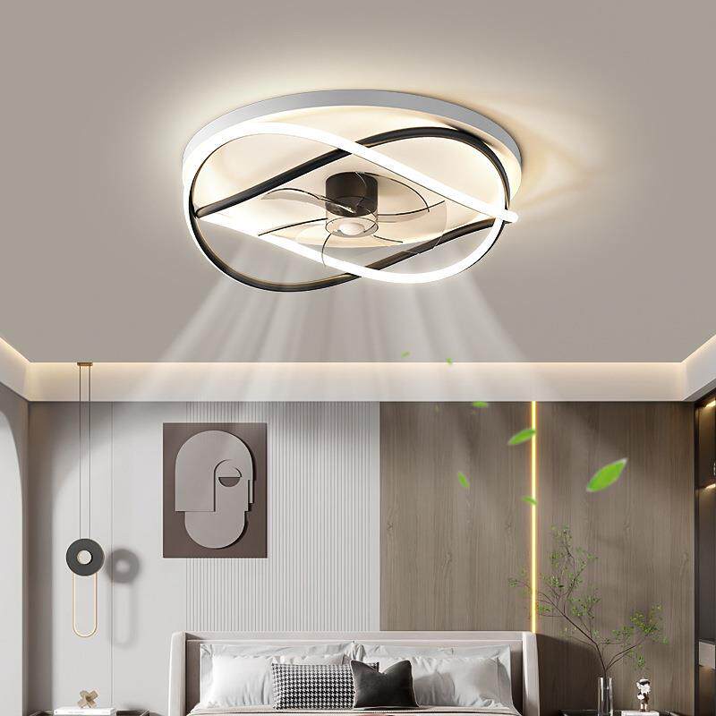 极简风扇灯现代简约吸顶灯创意书房主卧室灯房间无叶风扇一体灯