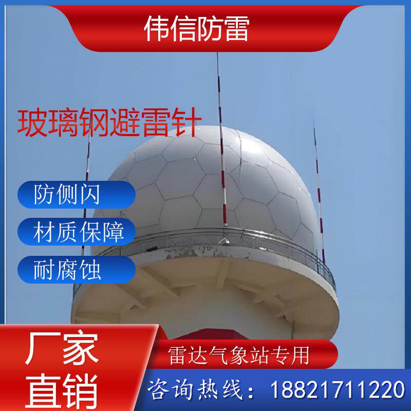 伟信4米雷达站玻璃钢避雷针 气象站 防侧闪复合绝缘接闪器