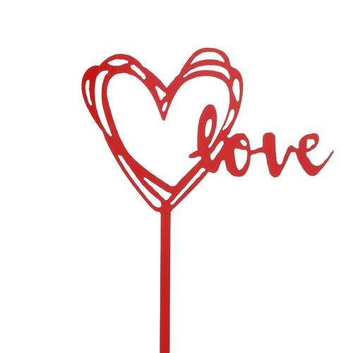 情人节50枚红色爱心LOVE亚克力插件蛋糕装饰插件烘焙装扮摆件配件