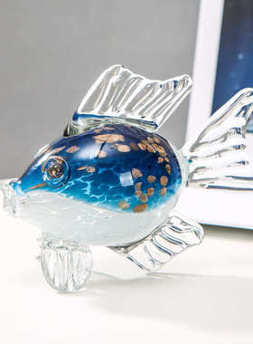 客厅创意水晶摆设动物家居摆件 玻璃鱼工艺品 礼品家居样板房饰品