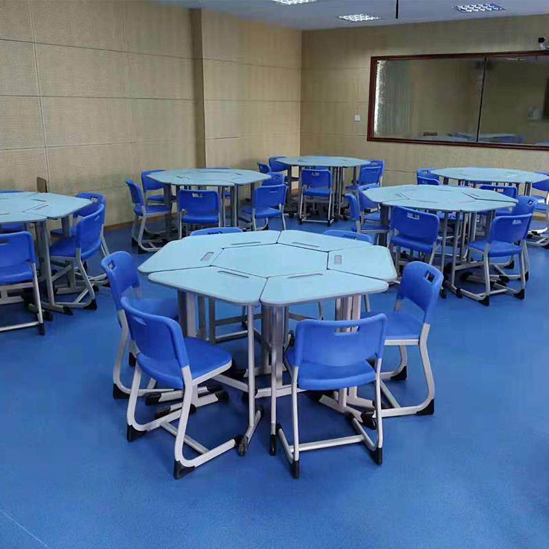 学生学校智慧心理辅导教室组合拼接课桌六边形梯形团体交流学习桌