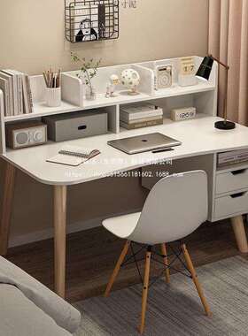 桌书一体学架生家用写字桌SWM简卧室学习桌子简易办公书台式电脑