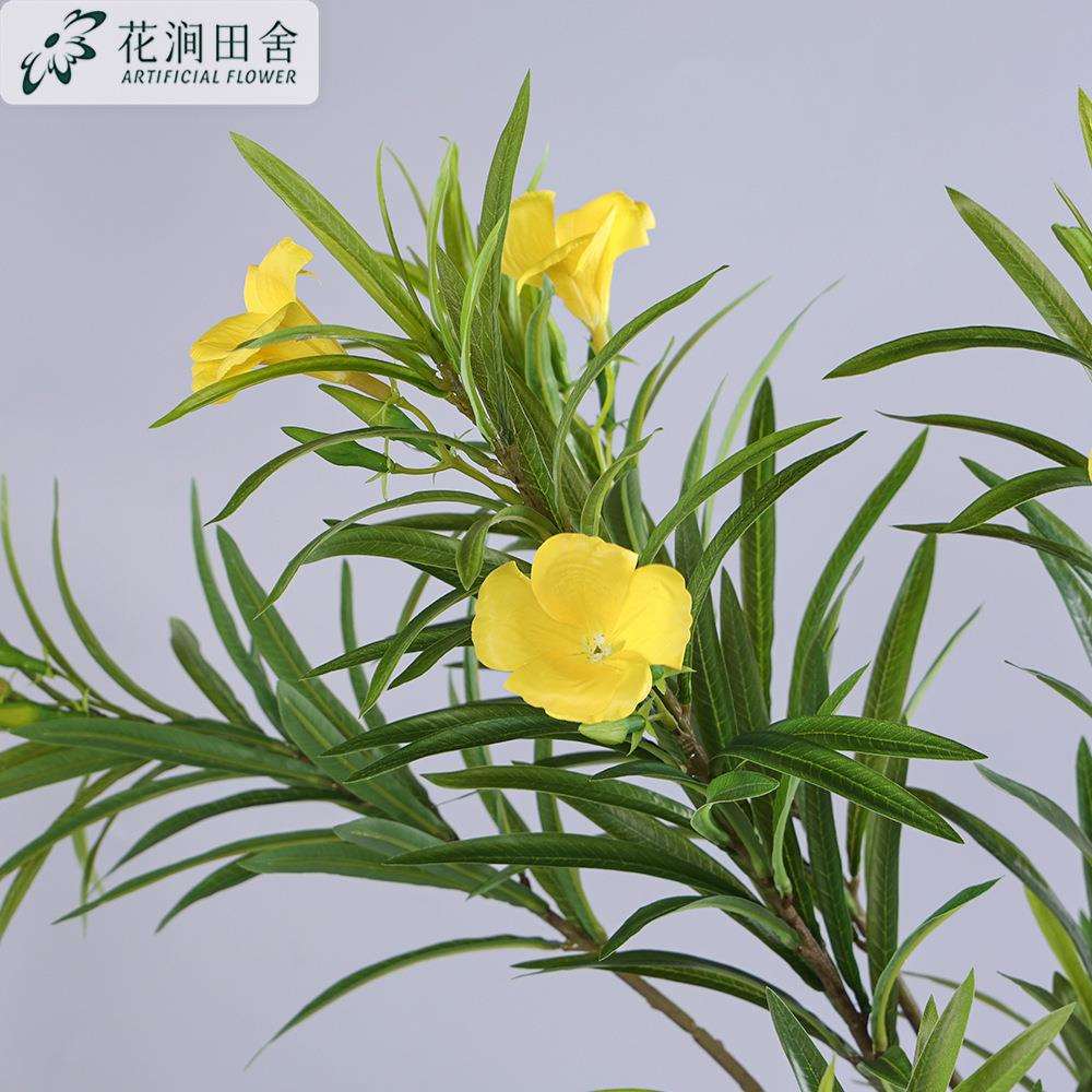 仿真花 大枝柳叶桃带花 家居客厅软装饰工程造景婚庆酒店盆栽假花