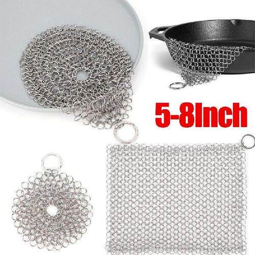 Cast Iron Cleaner Chain Mail Scrubber Brush Pan Net with