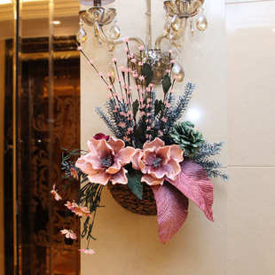 欧式 饰品 田园家居仿真花壁挂花篮花艺套装 墙面壁饰墙上挂饰墙壁装