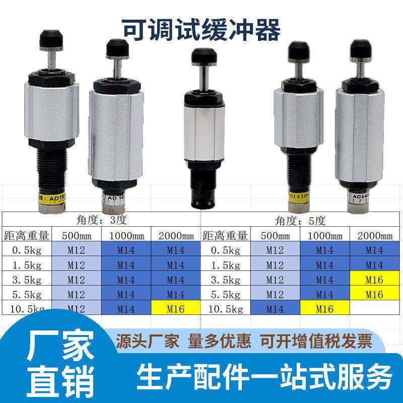 可调节冲击缓冲器第三代线棒铝合金精益管吸收冲击液压阻尼器配件