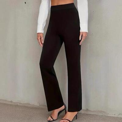 Thin, high waisted, straight leg women's pants