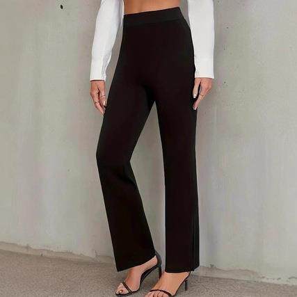 Thin, high waisted, straight leg women's pants