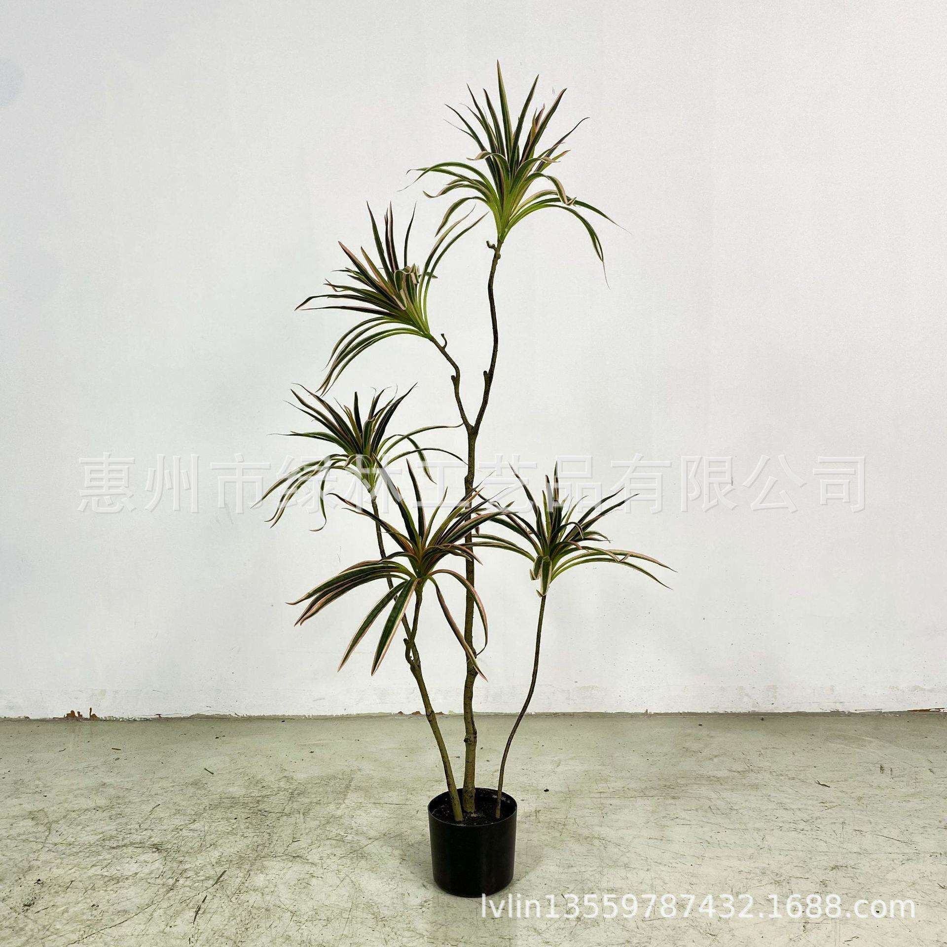 北欧千年木仿真植物软装装饰假绿植盆栽摆件仿真龙血铁 百合竹摆
