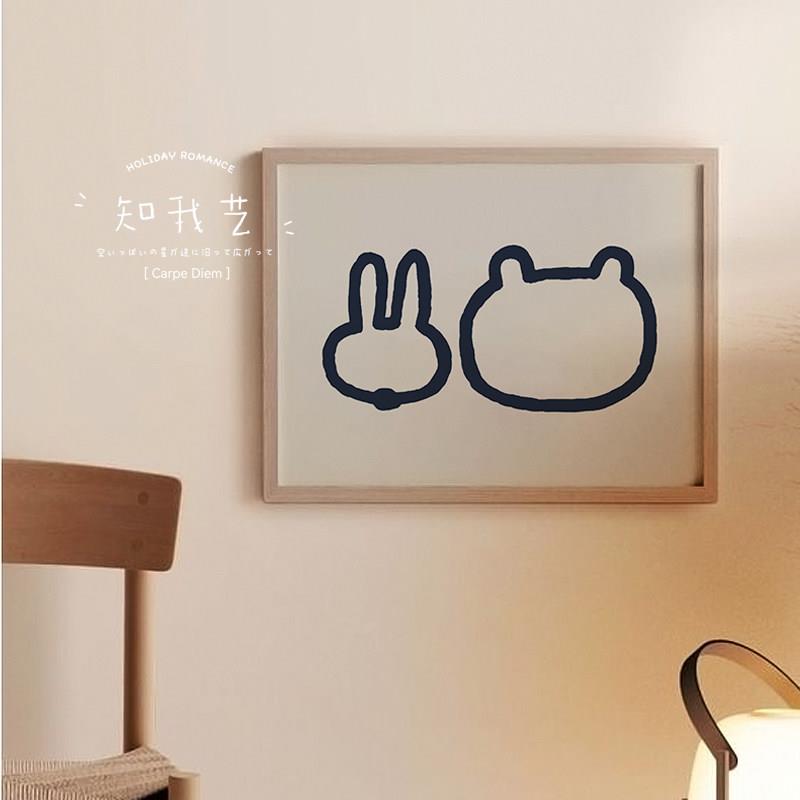 韩国ins情侣温馨北欧简约儿童房挂画电表箱装饰画遮挡实木免打孔