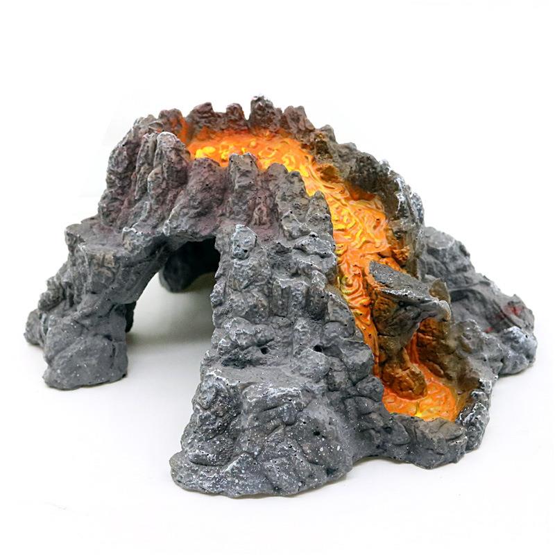 新款直销跨境鱼缸青龙石假山水族箱造景装饰火山爬虫昆虫洞乌龟慈