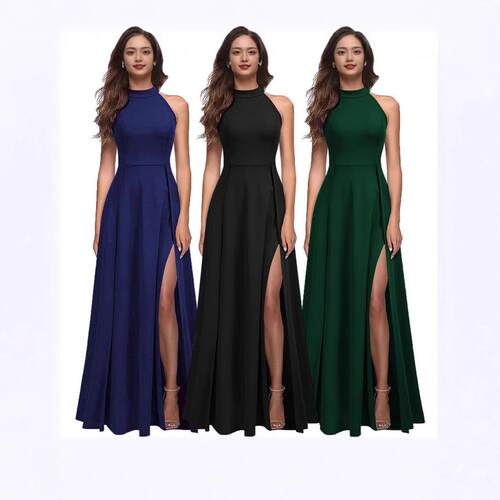 Women's Sexy Halter Evening Gown, Summer Fashion Split Cockt