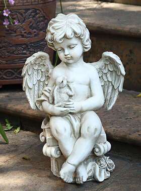 欧式仿古色花园天使雕塑创意摆设园林庭院装饰工艺品树脂摆件