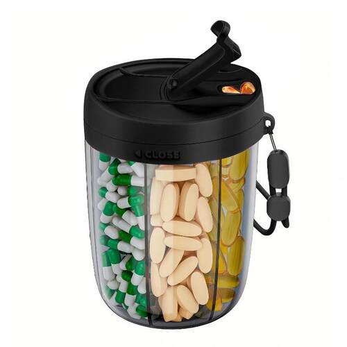 Large Capacity 6-Compartment Food-Grade Plastic Pill Box for