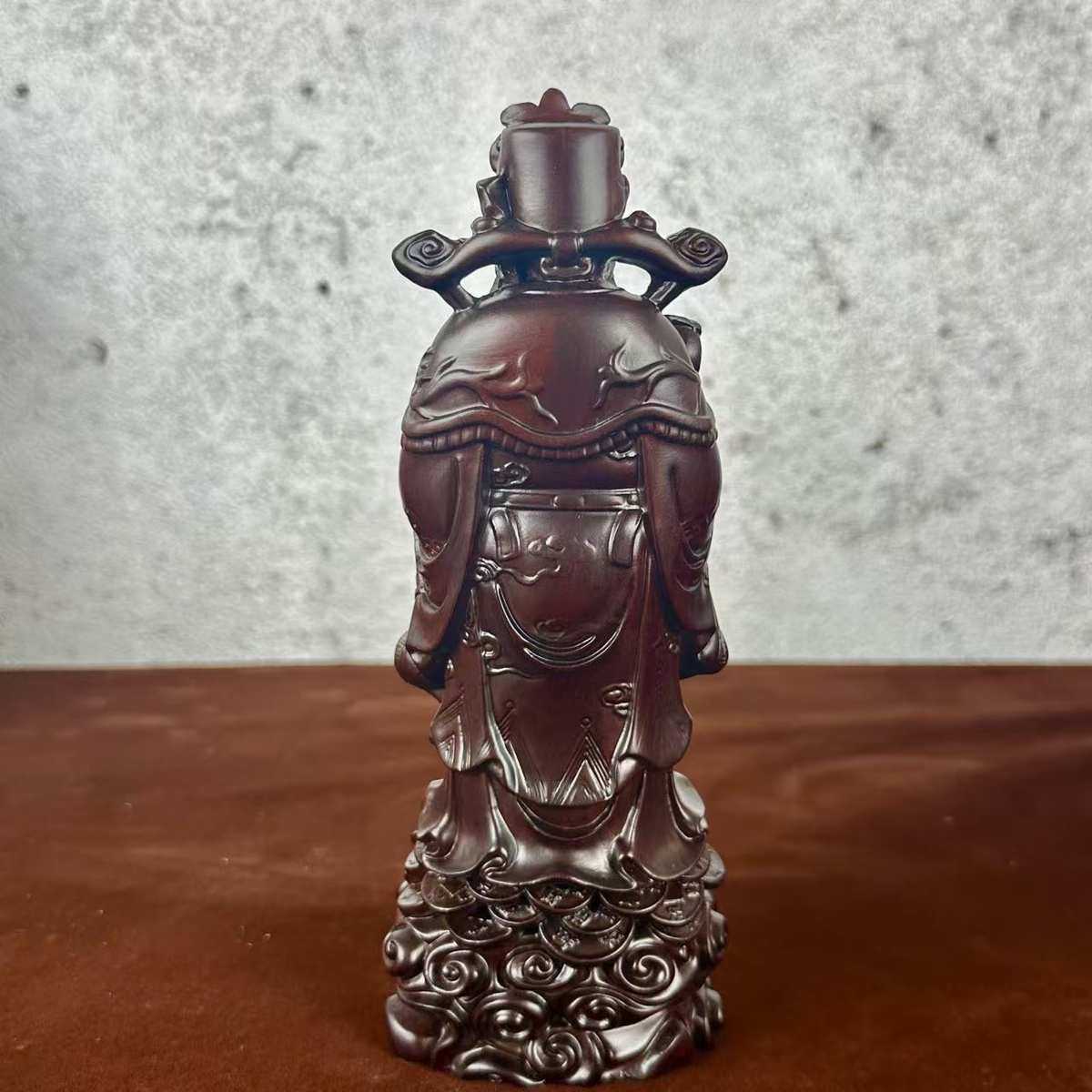 黑檀木雕到财神到招财木制财神实木财神爷财运摆件雕刻禄星工艺品