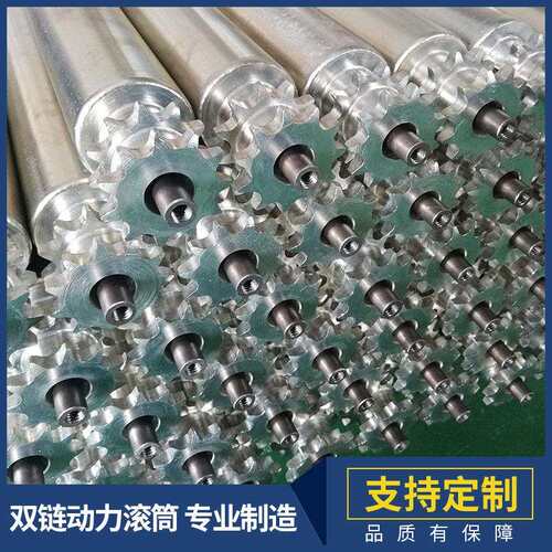 动力双链滚筒双链镀锌滚筒不锈钢双排动力滚筒滚轴滚辊筒5060