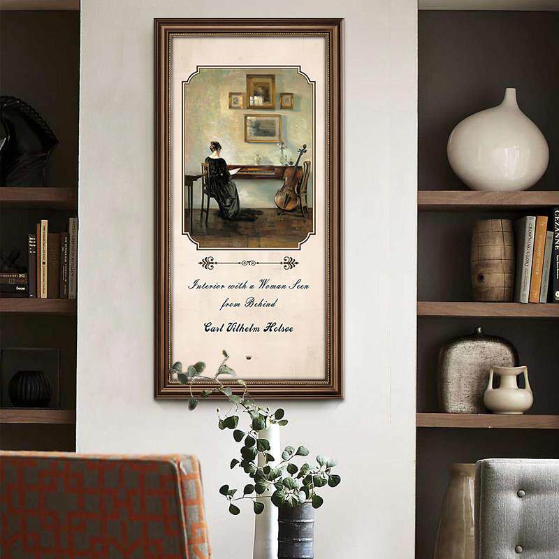 美式开门入户玄关挂画竖版人物图过道走廊背景墙装饰画肖邦的琴谱