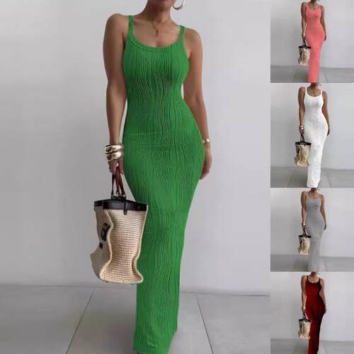 Women's tight fitting long skirt sleeveless dress