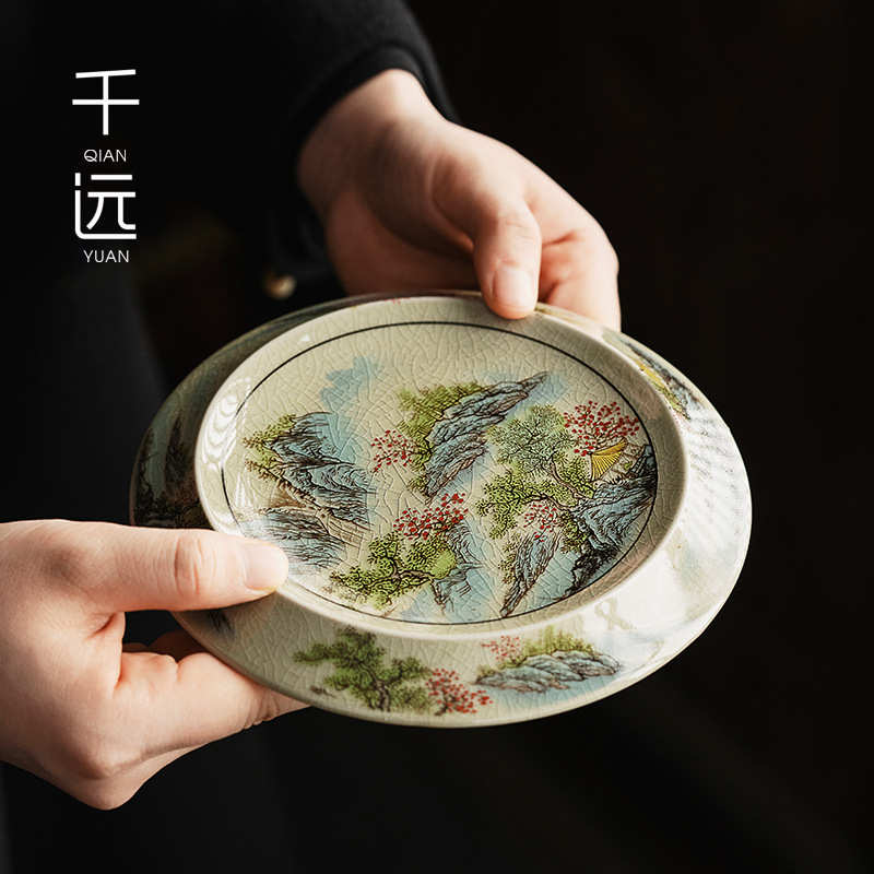 老陶泥开片壶承只此青绿壶承干泡盘复古功夫茶具壶托盘