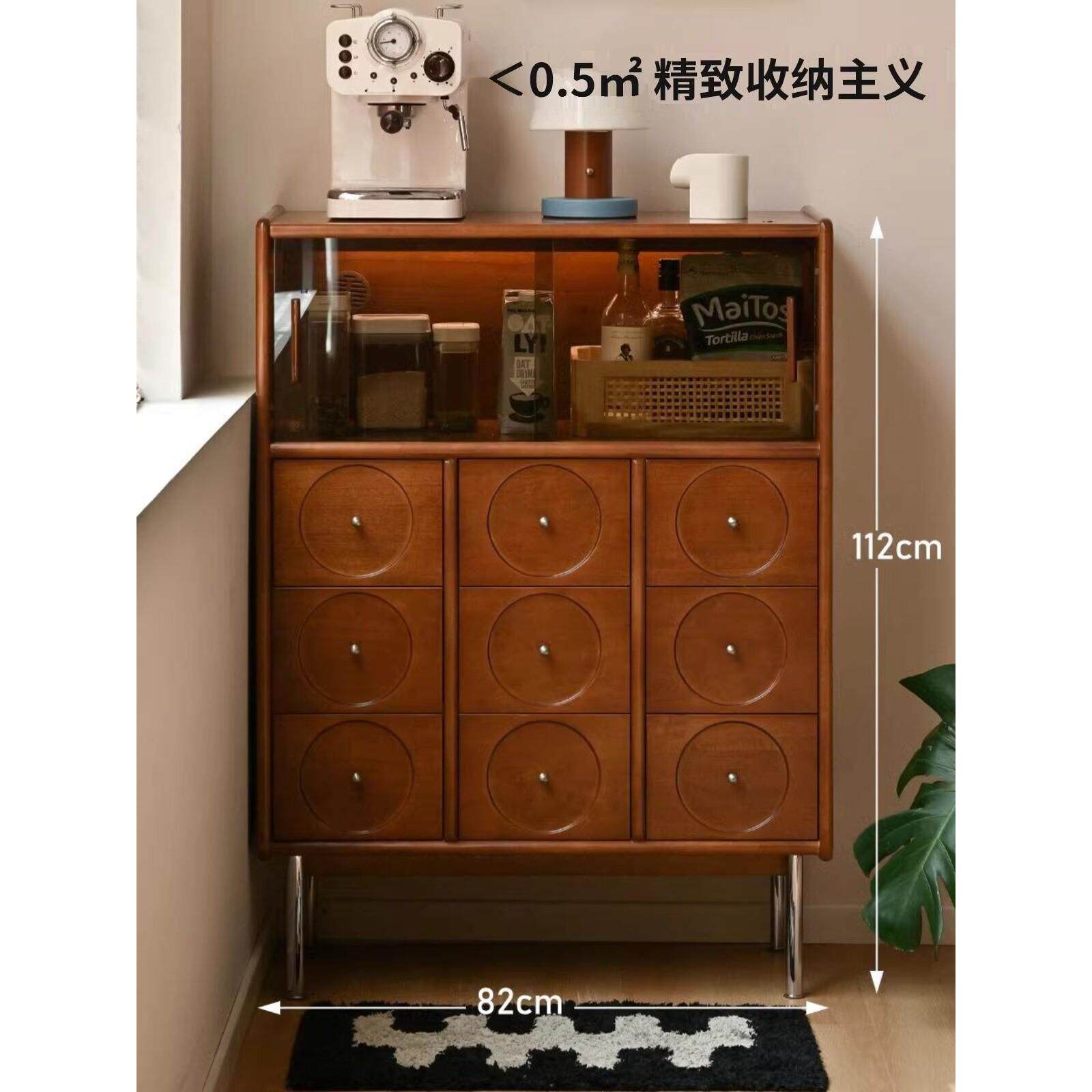 法式中古实木餐边柜小户型饭厅覆古茶水柜九斗柜沙发边柜置物柜
