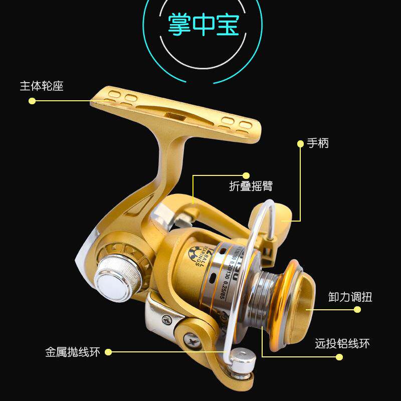 新款直销掌中宝水滴轮渔轮超小型8轴承矶竿小海纺车绕线鱼轮@金属